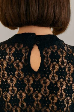 FARM Rio  Chemisiers<Blouse noire à manches longues en dentelle