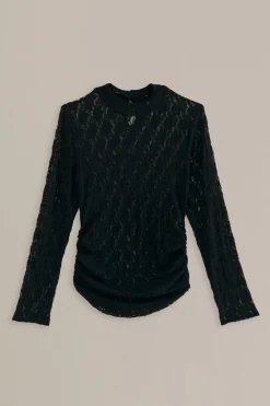 FARM Rio  Chemisiers<Blouse noire à manches longues en dentelle