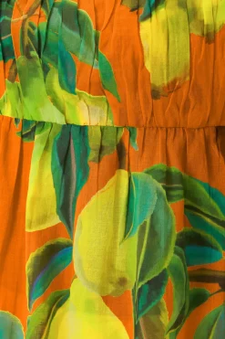 FARM Rio  Chemisiers<Blouse Orange Chic Poires à Manches Courtes