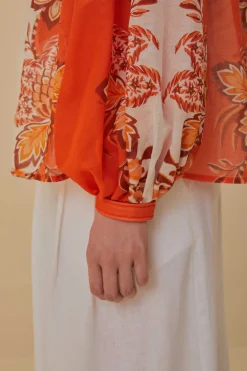 FARM Rio  Chemisiers<Blouse orange en coton biologique à bordure passepoil Aura