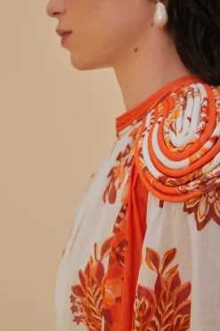 FARM Rio  Chemisiers<Blouse orange en coton biologique à bordure passepoil Aura