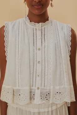 FARM Rio  Chemisiers<Blouse sans manches en coton biologique blanc cassé