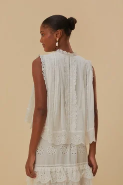 FARM Rio  Chemisiers<Blouse sans manches en coton biologique blanc cassé