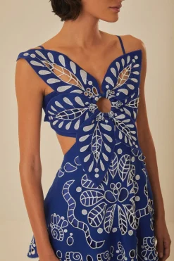 FARM Rio  Robes Midi<Blue Flower - Robe midi en lin de qualité supérieure Richelieu Eurofla