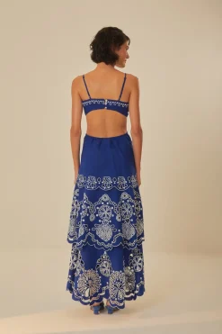 FARM Rio  Robes Midi<Blue Flower - Robe midi en lin de qualité supérieure Richelieu Eurofla