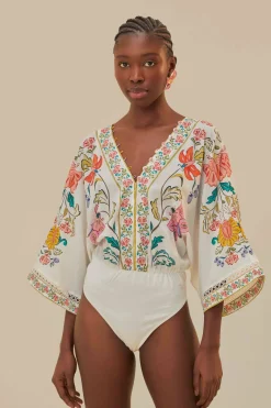 FARM Rio  Bodys<Body à fleurs insectes blanc cassé