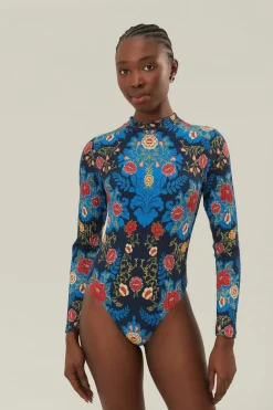 FARM Rio  Bodys<Body en coton biologique à motif arabesque bleu