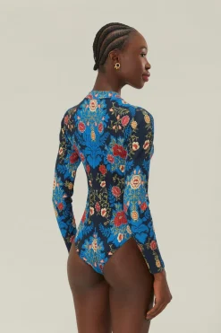 FARM Rio  Bodys<Body en coton biologique à motif arabesque bleu