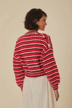 FARM Rio  Gilets<Cardigan au crochet à rayures colorées