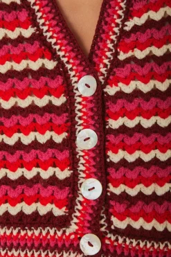FARM Rio Gilets<Cardigan au crochet à rayures colorées
