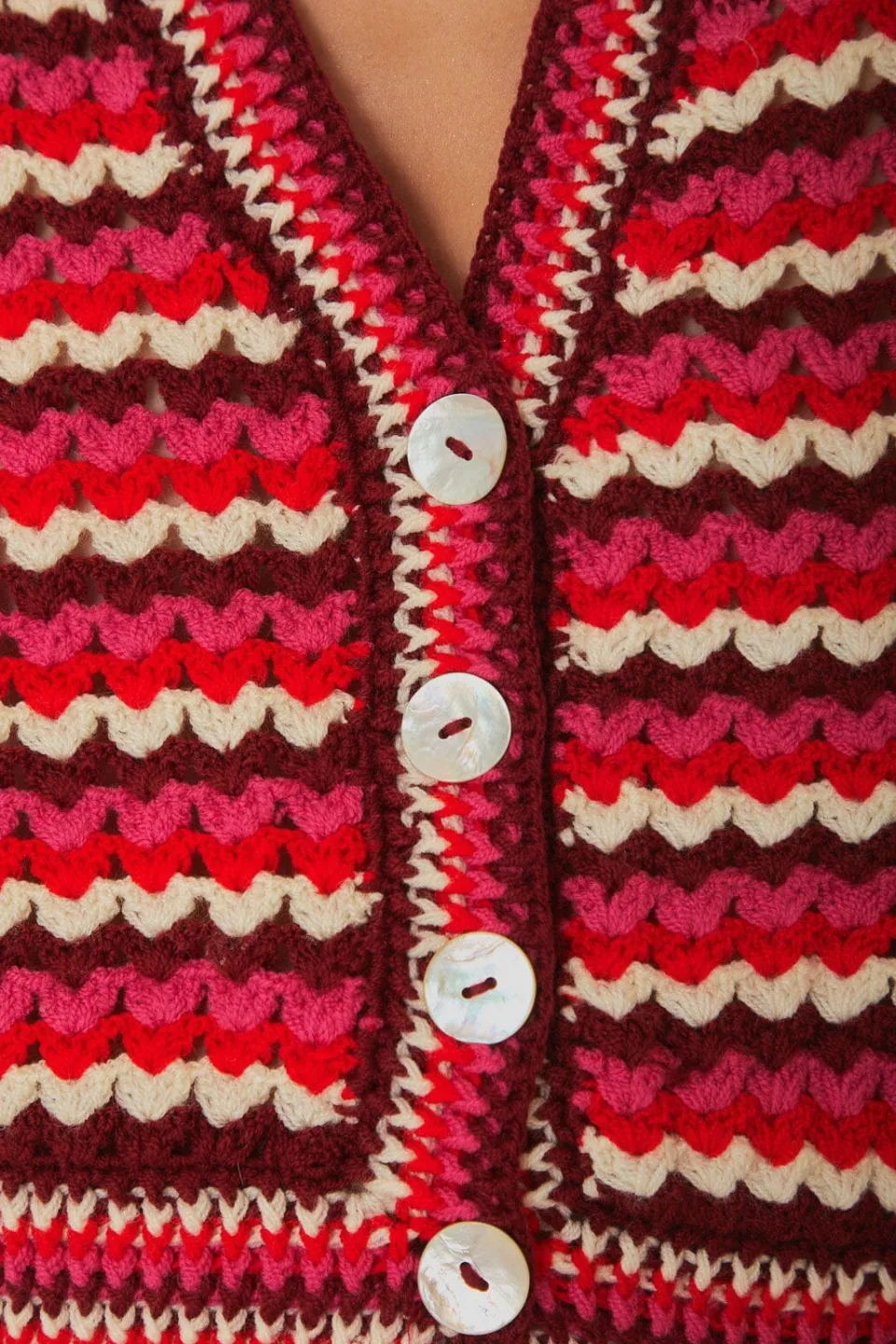 FARM Rio Gilets<Cardigan au crochet à rayures colorées