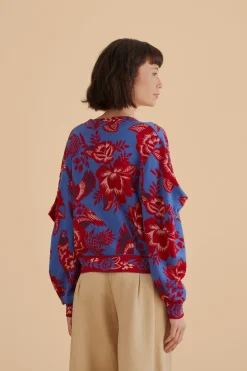 FARM Rio  Gilets<Cardigan de jardin en dentelle bleue
