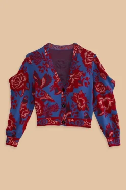 FARM Rio  Gilets<Cardigan de jardin en dentelle bleue