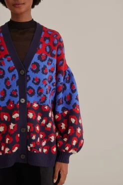 FARM Rio  Gilets<Cardigan en maille à léopards mélangés