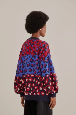 FARM Rio  Gilets<Cardigan en maille à léopards mélangés