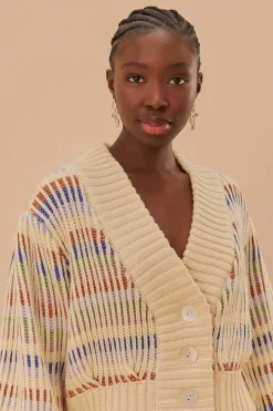 FARM Rio  Gilets<Cardigan en maille à points audacieux