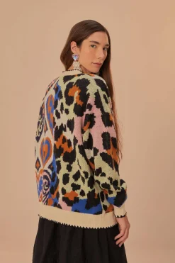 FARM Rio  Gilets<Cardigan en tricot à coeurs ikat mélangés