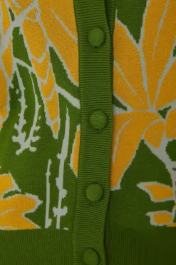 FARM Rio  Gilets<Cardigan en tricot à croquis de feuillage vert