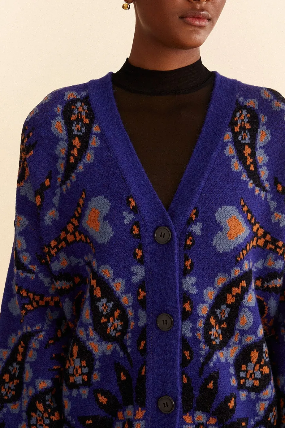 FARM Rio Gilets<Cardigan en tricot à imprimés mélangés avec écharpe Toucans