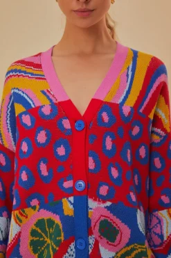 FARM Rio  Gilets<Cardigan en tricot à imprimés mélangés