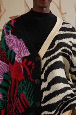FARM Rio  Gilets<Cardigan en tricot à imprimés zèbres mélangés