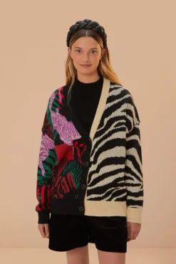 FARM Rio  Gilets<Cardigan en tricot à imprimés zèbres mélangés