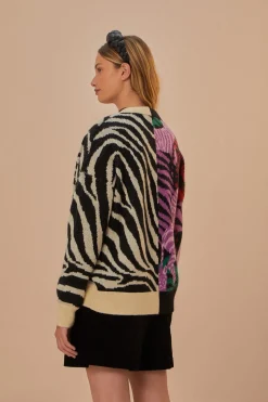 FARM Rio  Gilets<Cardigan en tricot à imprimés zèbres mélangés