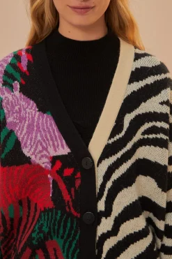FARM Rio  Gilets<Cardigan en tricot à imprimés zèbres mélangés