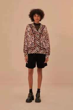 FARM Rio  Gilets<Cardigan en tricot à motif tapisserie glamour