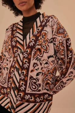 FARM Rio  Gilets<Cardigan en tricot à motif tapisserie glamour