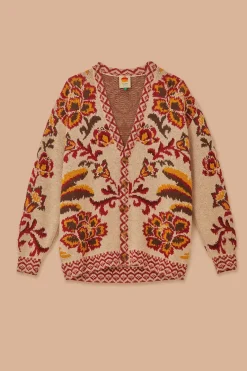FARM Rio  Gilets<Cardigan en tricot à motif toucans crème