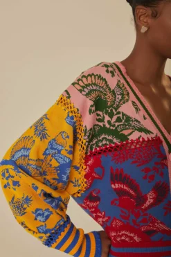 FARM Rio  Gilets<Cardigan en tricot à patch floral en dentelle