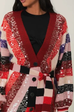 FARM Rio  Gilets<Cardigan en tricot à rayures colorées