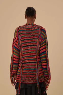 FARM Rio  Gilets<Cardigan en tricot à rayures colorées