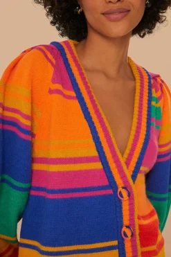FARM Rio  Gilets<Cardigan en tricot à rayures audacieuses