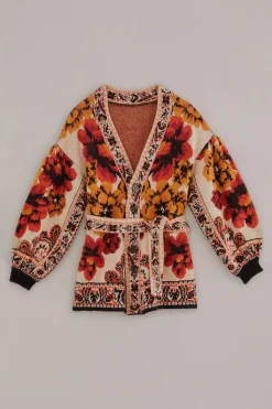 FARM Rio Gilets<Cardigan en tricot à tapisserie d'hiver sable
