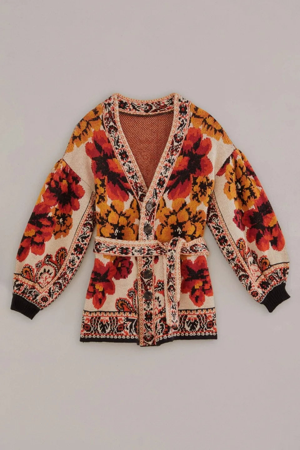 FARM Rio Gilets<Cardigan en tricot à tapisserie d'hiver sable
