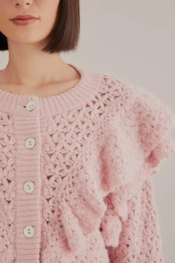 FARM Rio  Gilets<Cardigan en tricot à texture de fleur rose