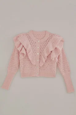 FARM Rio  Gilets<Cardigan en tricot à texture de fleur rose