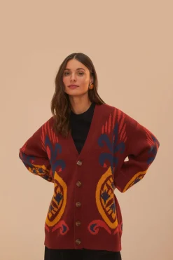 FARM Rio  Gilets<Cardigan en tricot ananas rouge