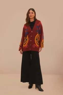 FARM Rio  Gilets<Cardigan en tricot ananas rouge