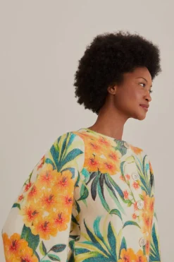 FARM Rio  Gilets<Cardigan en tricot blanc cassé Pineapple Bloom