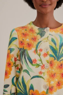 FARM Rio  Gilets<Cardigan en tricot blanc cassé Pineapple Bloom