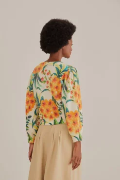 FARM Rio  Gilets<Cardigan en tricot blanc cassé Pineapple Bloom
