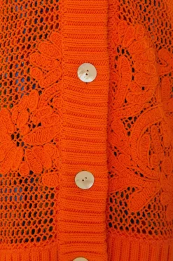 FARM Rio  Gilets<Cardigan en tricot brodé orange