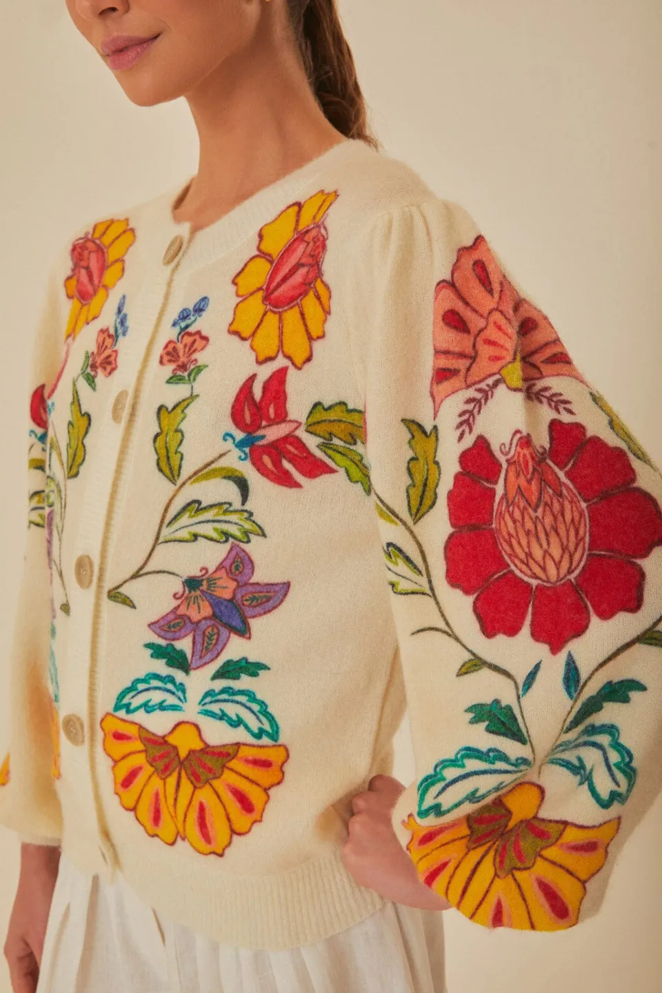 FARM Rio Gilets<Cardigan en tricot insectes floraux