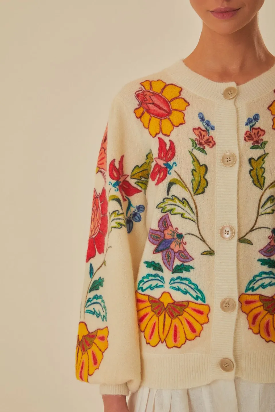 FARM Rio Gilets<Cardigan en tricot insectes floraux
