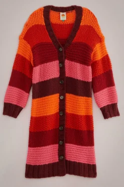 FARM Rio  Gilets<Cardigan en tricot midi à rayures tropicales