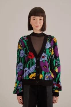 FARM Rio  Gilets|Robes Midi<Cardigan en tricot noir Bucolic Garden