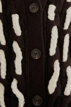 FARM Rio  Gilets<Cardigan en tricot texturé noir et blanc